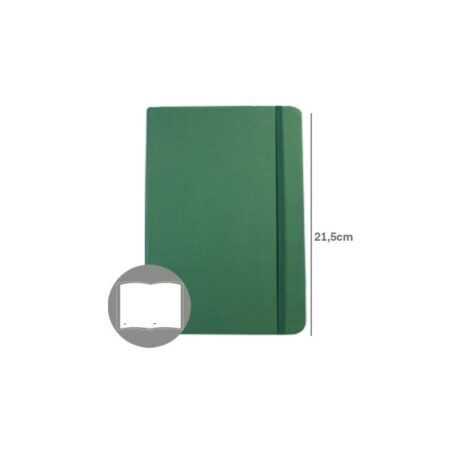 Bloco de Notas Liso 21,5x14,5cm Semi Pele Verde Esmeralda 116Fls (agenda)