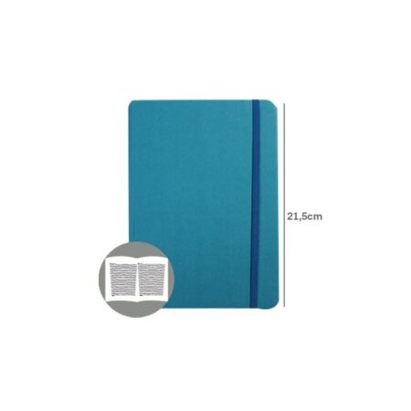 Bloco de Notas Pautado 21,5x14,5cm Semi Pele Azul Turquesa 116 folhas (agenda)