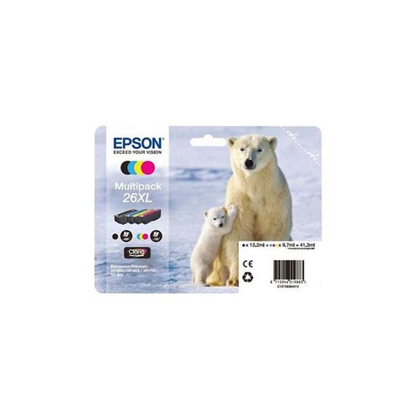 Tinteiro Epson XP600/XP605/XP700 Claria Premium nº26XL Pack 4 Cores
