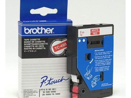 Brother Fita Vermelha / Branca Gravação P-Touch PT500/PT8E/PT2000/PT3000/PT5000 9mm