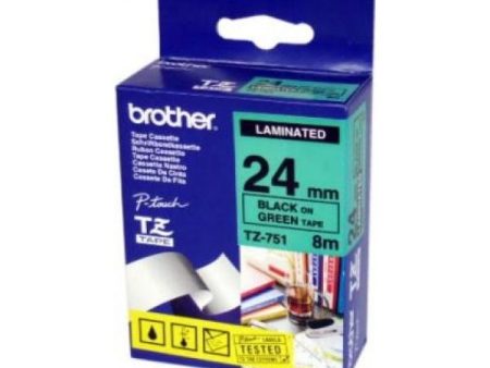 Brother Fita Verde / Preta Gravação TZ751 P-Touch 24mm