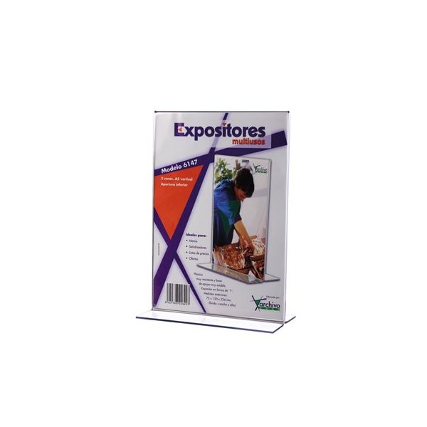 Expositor Porta Preços Acrílico 2 Face A5 em ''T''