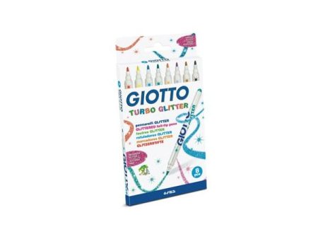 Giotto Marcador Feltro Turbo - Glitter 8 Cores