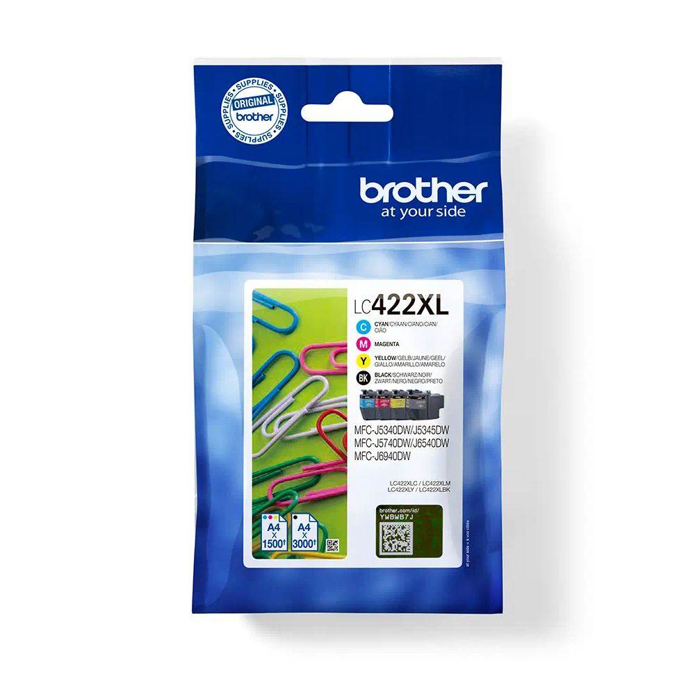 Pack Tinteiros Brother LC422XLVAL 4 Cores 3000/1500 Pág.